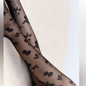Zara floral jacquard tights
